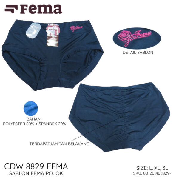 FEMA Official Shop GROSIR 1 Lusin Celana Dalam Wanita 8829 Polos Sablon - Image 4