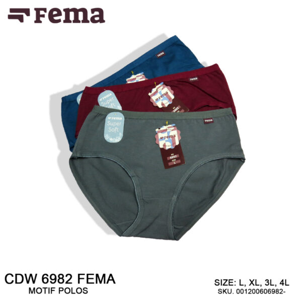 FEMA Official Shop ECER 1 pcs Celana Dalam Wanita 6982 Polos Katun - Image 3