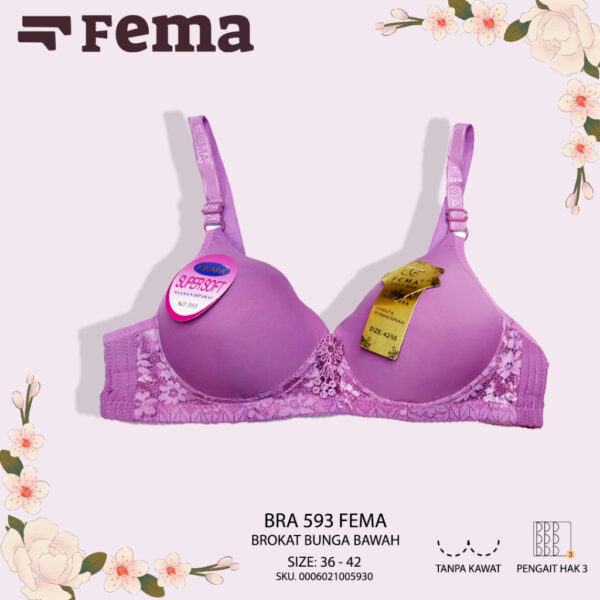 FEMA Official Shop Ecer 1 pcs Bh Bra  593 Pecah Telur Brokat Tanpa Kawat - Image 2