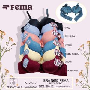 FEMA Official Shop Ecer 1 Pcs BH Bra N657 Motif Serat Kawat
