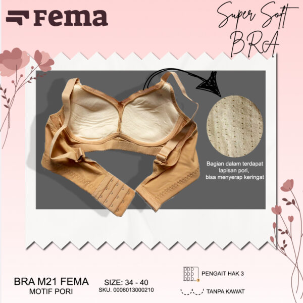 FEMA Official Shop Ecer 1 pcs Bh Bra M21 Halus Brokat Pori Tanpa Kawat - Image 5