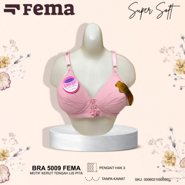 FEMA Official Shop Ecer 1 pcs BRA 5009 Kerut Tengah Salur Tanpa Kawat - Image 3