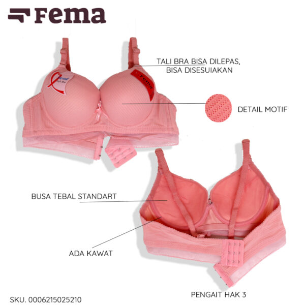 FEMA Official Shop Ecer 1 Pcs BH Bra 2521 Motif Salur Pori - Gambar 3