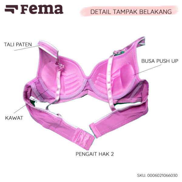 FEMA Official Shop Ecer 1 Pcs BH Bra 6603 Motif Polos Lis Putih - Image 4