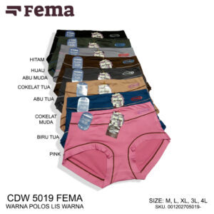 FEMA Official Shop GROSIR 1 LUSIN Celana Dalam Wanita 5019 Hyget Highwaist Lis Warna