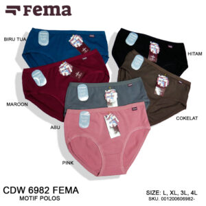 FEMA Official Shop ECER 1 pcs Celana Dalam Wanita 6982 Polos Katun