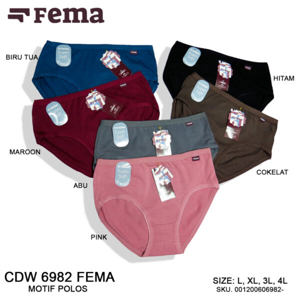 FEMA Official Shop ECER 1 pcs Celana Dalam Wanita 6982 Polos Katun