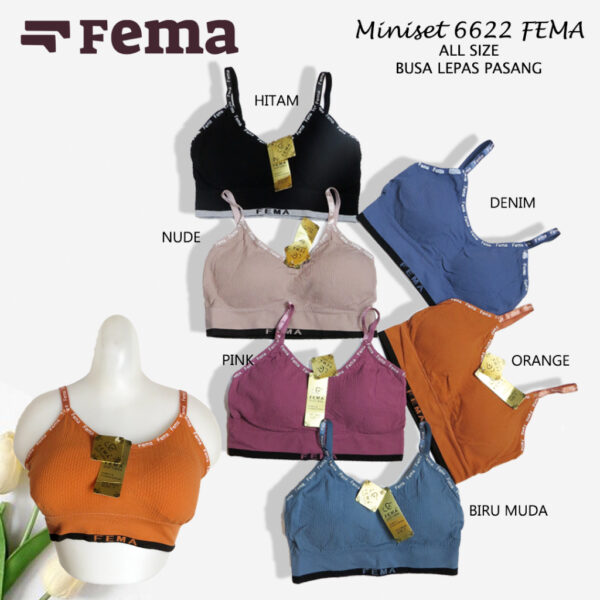 FEMA Official Shop Ecer 1 pcs Miniset Busa Sport Bra 6622 Tali Kecil
