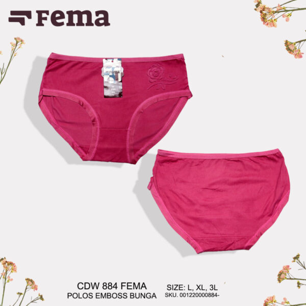 FEMA Official Shop Ecer 1 Pcs Celana Dalam Wanita 884/887 Polos Bordir Bunga Polyester - Image 2
