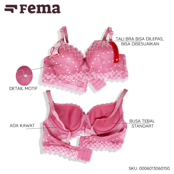 FEMA Official Shop Ecer 1 Pcs BH Bra 6015 Full Renda Kipas - Gambar 2