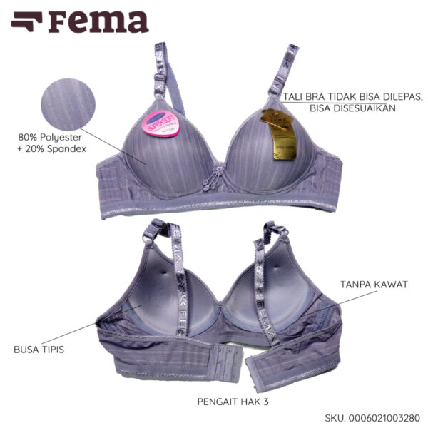 FEMA Official Shop Ecer 1 pcs Bh Bra 328 Salur Obras Kilap Tanpa Kawat - Image 3
