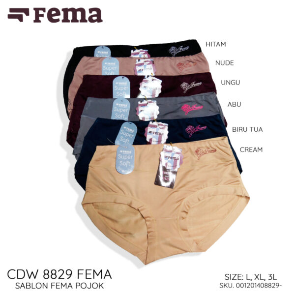 FEMA Official Shop Ecer 1pcs Celana Dalam Wanita 8829 Polos Sablon - Image 2