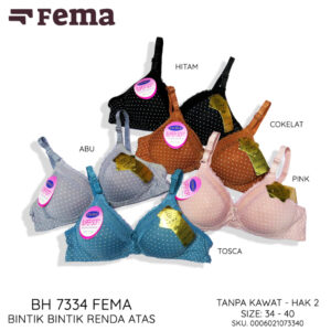 FEMA Official Shop Ecer 1 pcs BH Bra 7334 Bintik Renda Atas