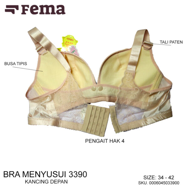 FEMA Official Shop Ecer 1 pcs Bh Maternity Bra Menyusui Netek 3390 Polos Renda Belakang Kancing Depan - Image 5