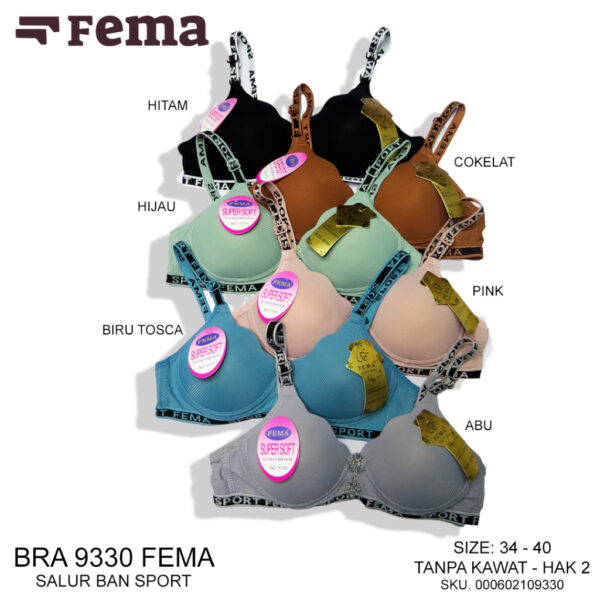 FEMA Official Shop Ecer 1 pcs Bh Bra 8876/9330 Aksen Gerigi Tali Sport - Gambar 5