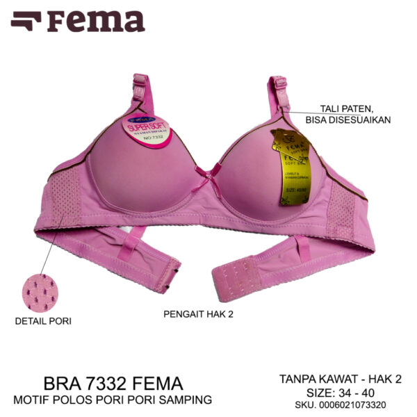 FEMA Official Shop Ecer 1 pcs Bh Bra 7332 Polos Lis Hitam Pori Samping - Image 3