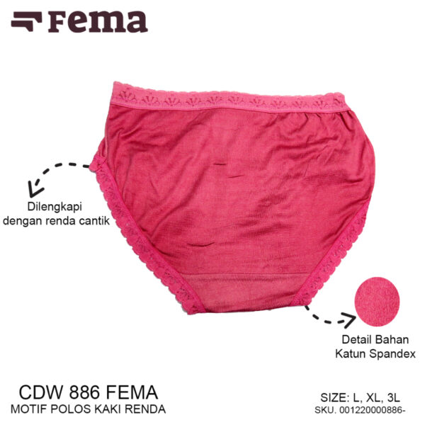 FEMA Official Shop Ecer 1 Pcs Celana Dalam Wanita 886/883 Polos Renda Bawah - Image 5