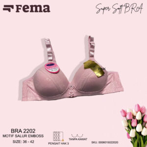 FEMA Official Shop Ecer 1 pcs BRA 2202 Salur Emboss Tanpa Kawat