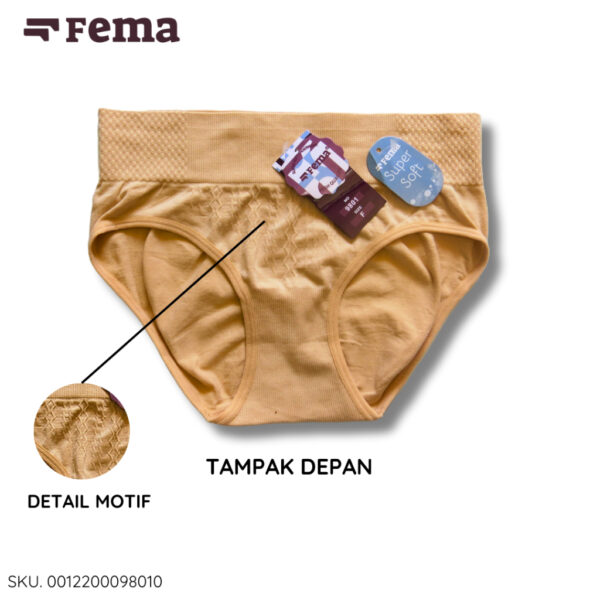 FEMA Official Shop Celana Dalam Wanita Segitiga Rajut 9801 Kerut Garis - Image 2