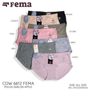 FEMA Official Shop Ecer 1 Pcs Celana Dalam Wanita 6612 Polos Sablon Apple