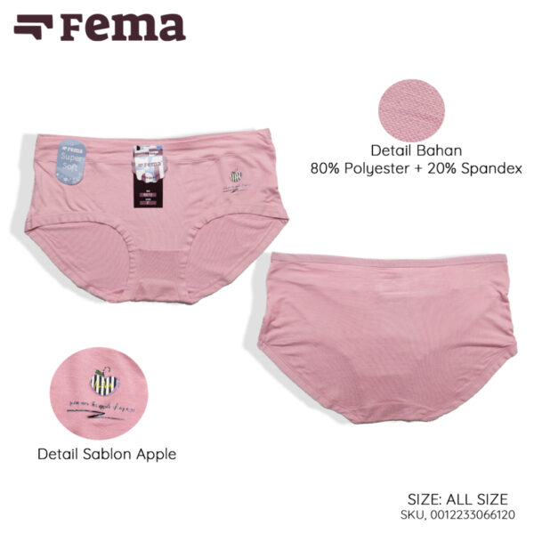 FEMA Official Shop Ecer 1 Pcs Celana Dalam Wanita 6612 Polos Sablon Apple - Image 3