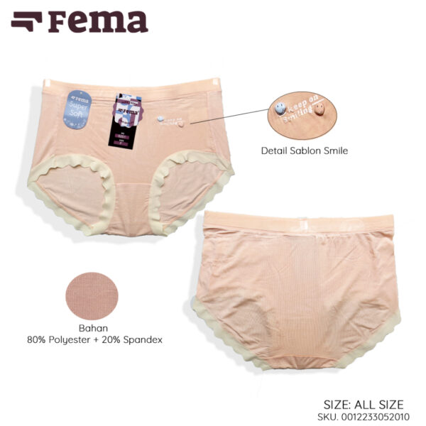FEMA Official Shop Ecer 1 Pcs Celana Dalam Wanita 5209/5201 Warna Polos Renda Bwah - Image 4