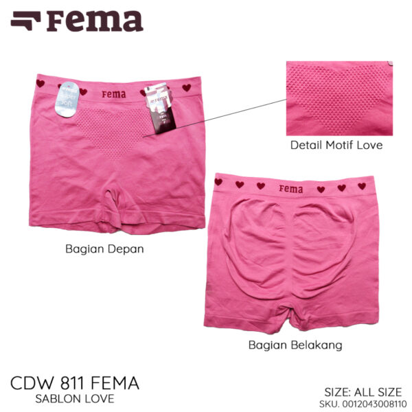 FEMA Official Shop Ecer 1pcs Celana Dalam Wanita Segiempat Boxer Rajut 812/811 Salur - Image 4
