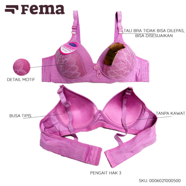 FEMA Official Shop Ecer 1 pcs Bh Bra 050/235 Motif Daun Brokat JUMBO BIG SIZE - Image 4
