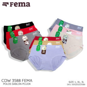 FEMA Official Shop Ecer 1pcs Celana Dalam Wanita 3588 Polos Sablon Huruf