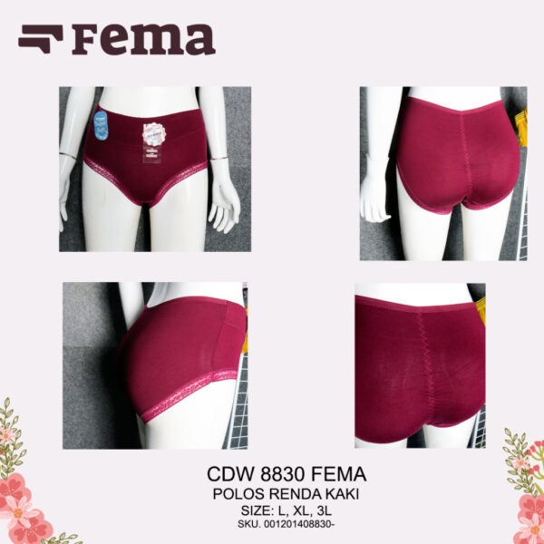 FEMA Official Shop Ecer 1pcs Celana Dalam Wanita 8830 Polos Renda - Image 5