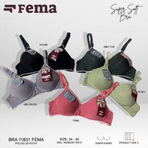 FEMA Official Shop Ecer 1 pcs Bh Bra 11831 Polos Lis Putih Tanpa Kawat