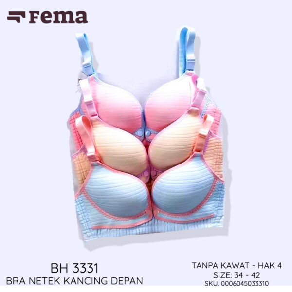 FEMA Official Shop Ecer 1 Pcs BH Bra 3331 Netek Menyusui Salur Lis Warna - Image 3