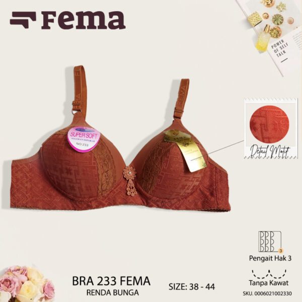FEMA Official Shop Ecer 1 Pcs BH Bra 233 Renda Tanpa Kawat - Image 2