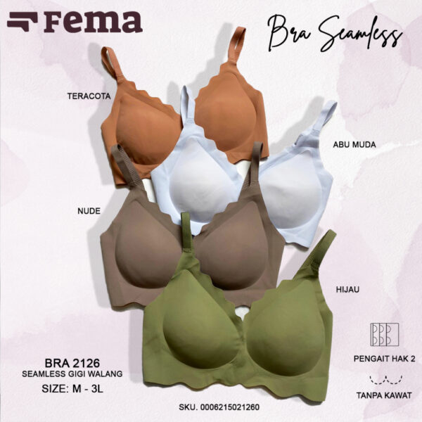 FEMA Official Shop Ecer 1 pcs Bra Seamless Tanpa Jahit 2126 Korea Bra Import Model Gigi Walang Anti Nyeplak