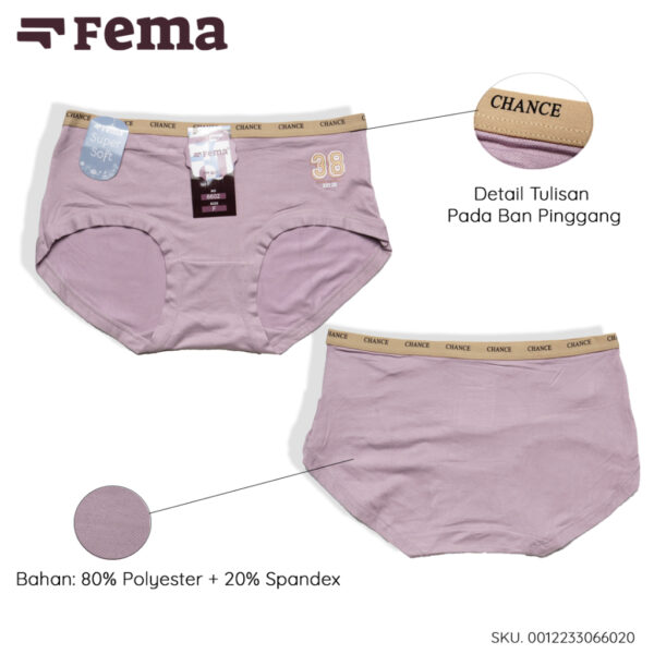 FEMA Official Shop Ecer 1 Pcs Celana Dalam Wanita 6602 Polos Ban Huruf Bordir Angka - Image 3