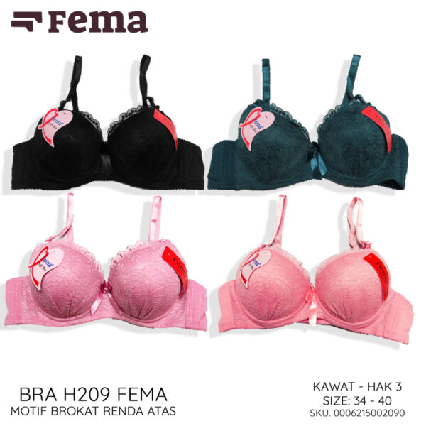 FEMA Official Shop Ecer 1 pcs Bh Bra H209 Brokat Premium Full Cup - Gambar 2