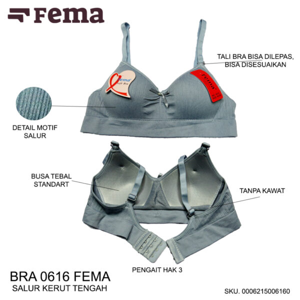FEMA Official Shop Ecer 1 pcs BH Bra 0616 Salur Kerut Tengah Ban Karet - Image 4