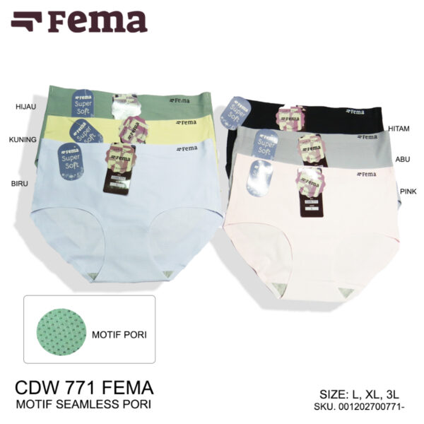 FEMA Official Shop Ecer 1 Pcs Celana Dalam Wanita 761/771 Pori Seamless Tanpa Jahitan Anti Nyeplak - Image 5