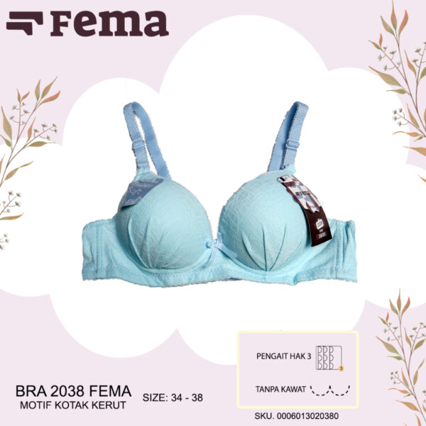 FEMA Official Shop Ecer 1 Pcs BH Bra 2038 Motif Kotak Halus Tanpa Kawat - Image 4