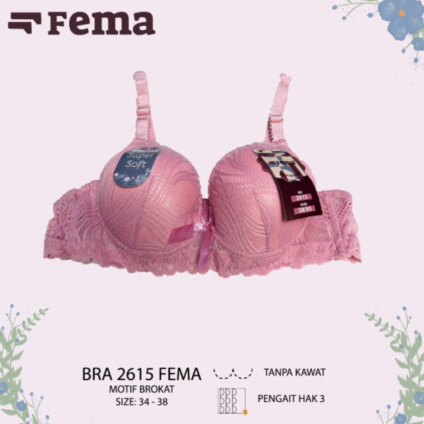 FEMA Official Shop Ecer 1 Pcs BH Bra 2615 Renda Brokat Tanpa Kawat - Image 3