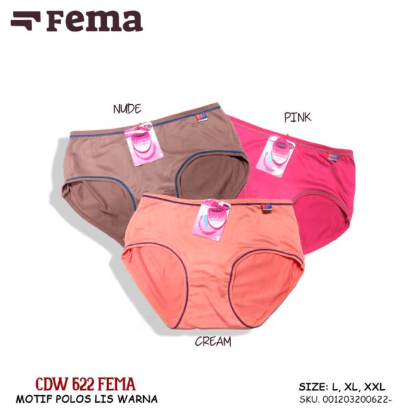 FEMA Official Shop Ecer 1pcs Celana Dalam Wanita 622/364 Polos Lis Warna - Image 5