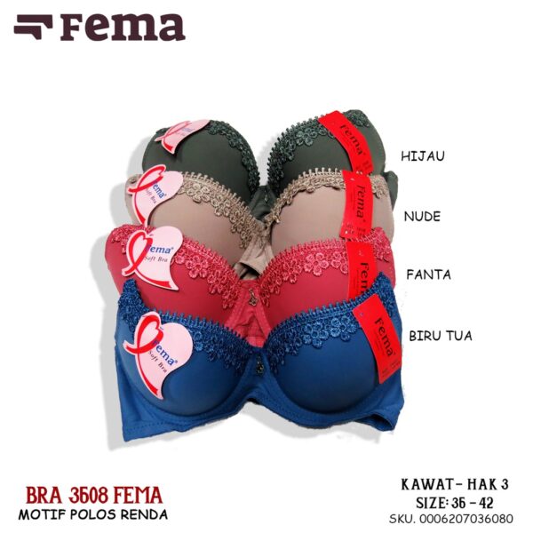 FEMA Official Shop Ecer 1pcs Bra BH 3608 Renda Atas Push Up
