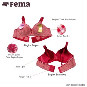 FEMA Official Shop Ecer 1 pcs Bh Bra 1122/6013 Kotak Tanpa Kawat