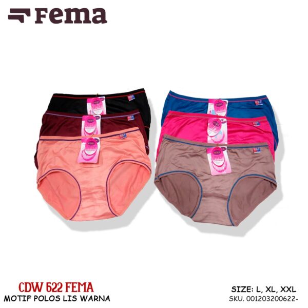 FEMA Official Shop Ecer 1pcs Celana Dalam Wanita 622/364 Polos Lis Warna - Image 2