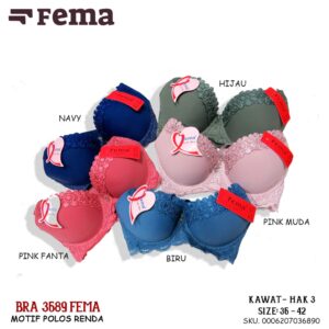 FEMA Official Shop Ecer 1 pcs BH Bra 3689 Renda Brokat Hak 3