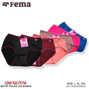 FEMA Official Shop Ecer 1pcs Celana Dalam Wanita 622/364 Polos Lis Warna