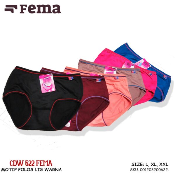 FEMA Official Shop Ecer 1pcs Celana Dalam Wanita 622/364 Polos Lis Warna