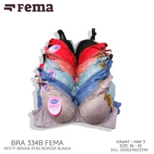 FEMA Official Shop Ecer 1 pcs BH Bra Push Up 334B Full Cup Renda Atas Motif Bunga