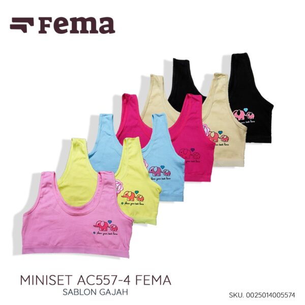 FEMA Official Shop Ecer 1 pcs Miniset AC557-4 Anak Remaja Tanpa Busa Sablon Gajah