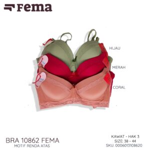 FEMA Official Shop Ecer 1 pcs BH Bra 10862 Renda Atas Kawat Hak 3